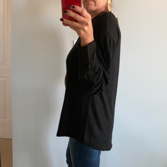 Black, Gathered Sleeve Tunic Top - Picture 8 of 13